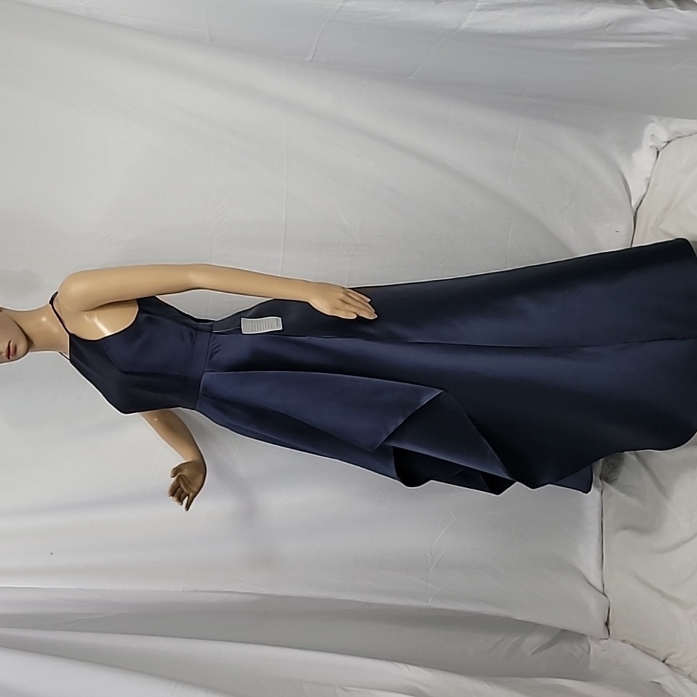 Lulu's Women's Navy Broadway Show Satin High-low Gown - Picture 10 of 13